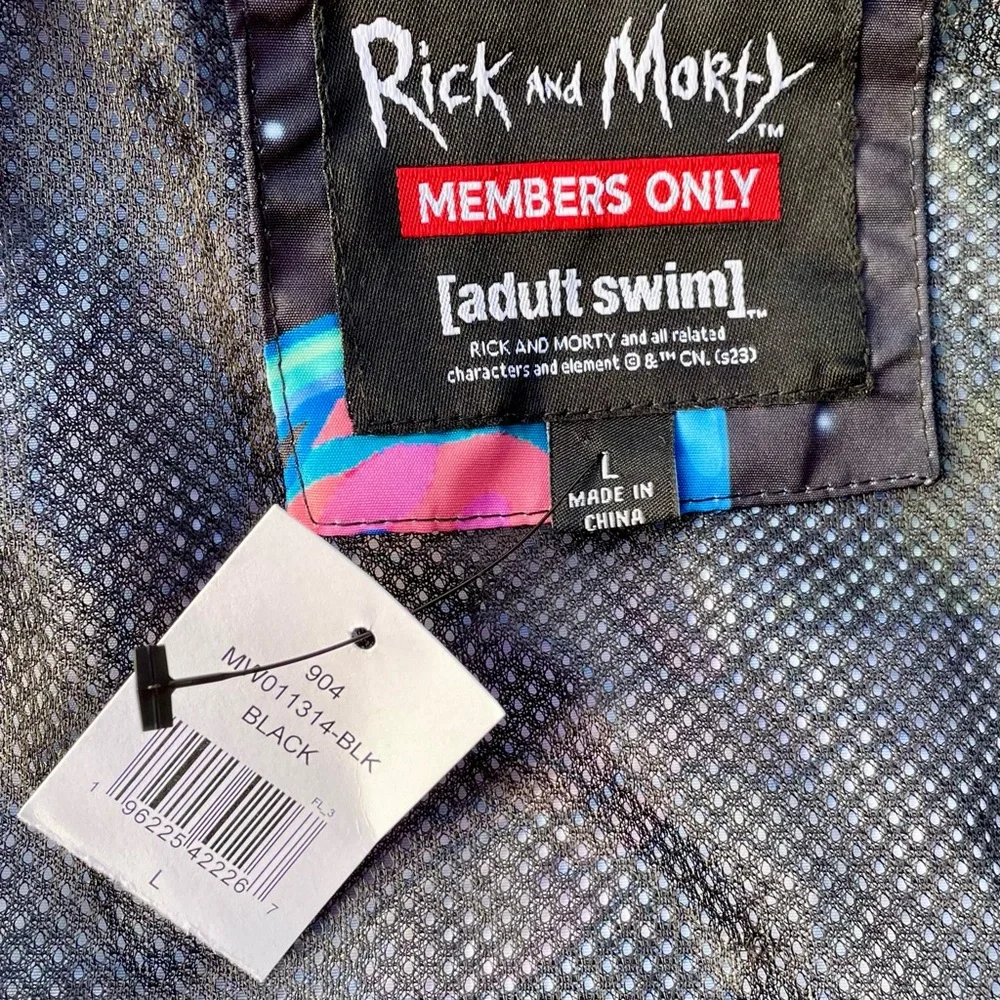 NWT Members Only Adult Swim Rick & Morty Jacket Windbreaker Coat Large Lined